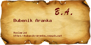 Bubenik Aranka névjegykártya