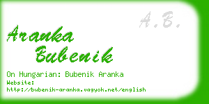 aranka bubenik business card